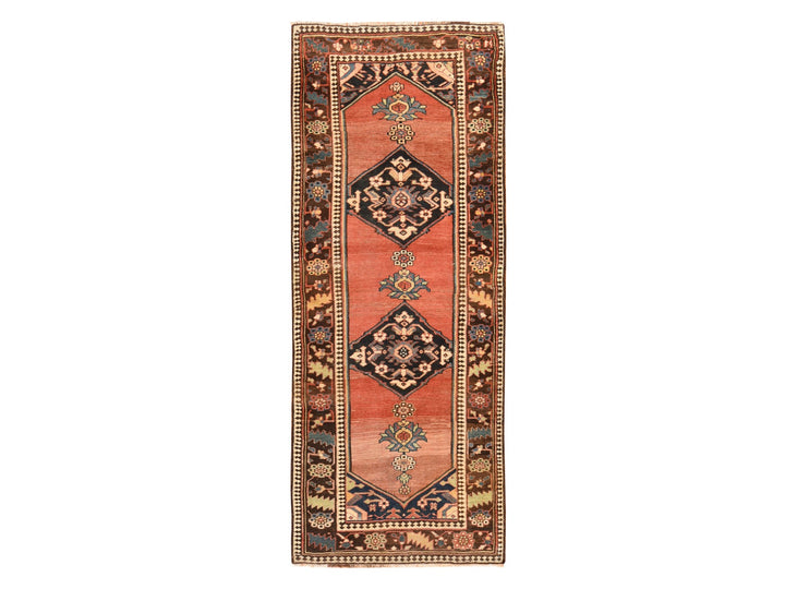 3'9" x 9'3" Vintage Hand Knotted Orange Wool Runner Oriental Rug - MOA10278558