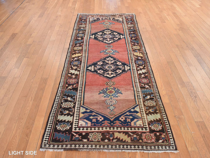 3'9" x 9'3" Vintage Hand Knotted Orange Wool Runner Oriental Rug - MOA10278558