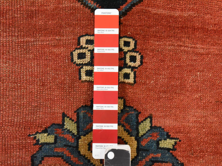 3'9" x 9'3" Vintage Hand Knotted Orange Wool Runner Oriental Rug - MOA10278558