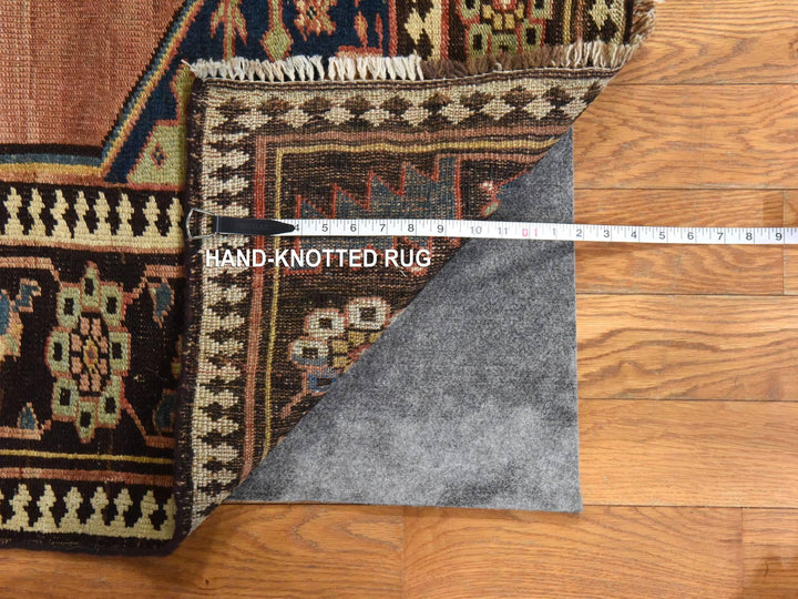 3'9" x 9'3" Vintage Hand Knotted Orange Wool Runner Oriental Rug - MOA10278558