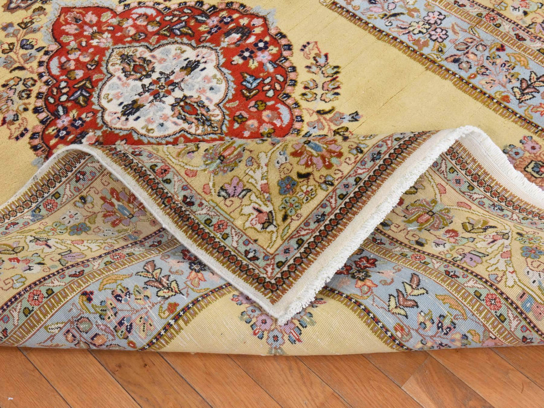 6'2" x 8'9" Vintage Hand Knotted Yellow Wool Rectangle Oriental Rug - MOA10278560