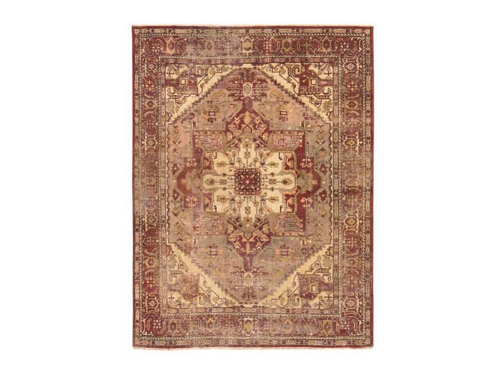 8'6" x 11'3" Vintage Hand Knotted Red Wool Rectangle Oriental Rug - MOA10278561