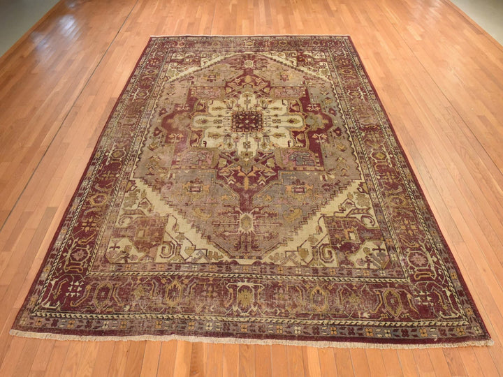 8'6" x 11'3" Vintage Hand Knotted Red Wool Rectangle Oriental Rug - MOA10278561