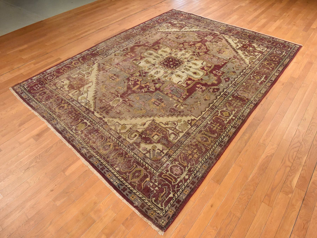 8'6" x 11'3" Vintage Hand Knotted Red Wool Rectangle Oriental Rug - MOA10278561