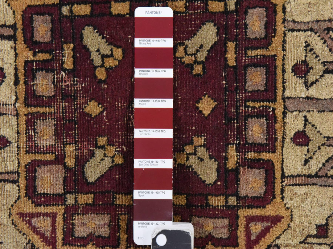 8'6" x 11'3" Vintage Hand Knotted Red Wool Rectangle Oriental Rug - MOA10278561