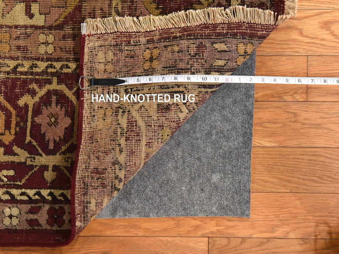 8'6" x 11'3" Vintage Hand Knotted Red Wool Rectangle Oriental Rug - MOA10278561