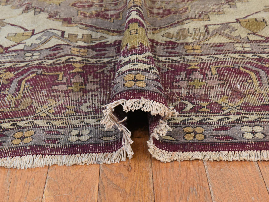 8'6" x 11'3" Vintage Hand Knotted Red Wool Rectangle Oriental Rug - MOA10278561