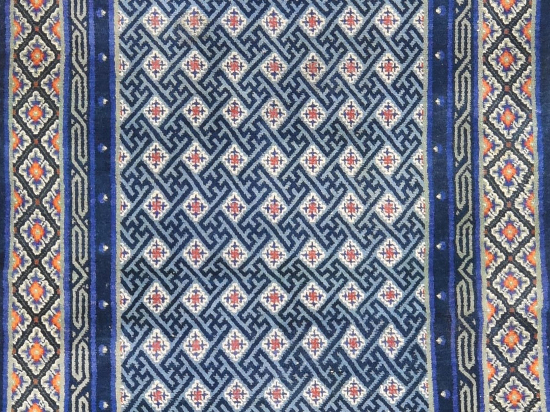 3'10" x 6'2" Vintage Hand Knotted Blue Wool Rectangle Oriental Rug - MOA10278562