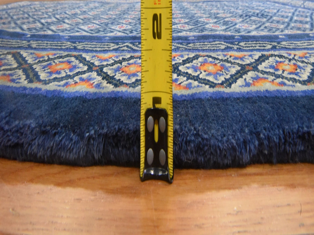 3'10" x 6'2" Vintage Hand Knotted Blue Wool Rectangle Oriental Rug - MOA10278562