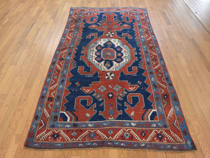 5'1" x 8'7" New Hand Knotted Red Wool Rectangle Oriental Rug - MOA10278563
