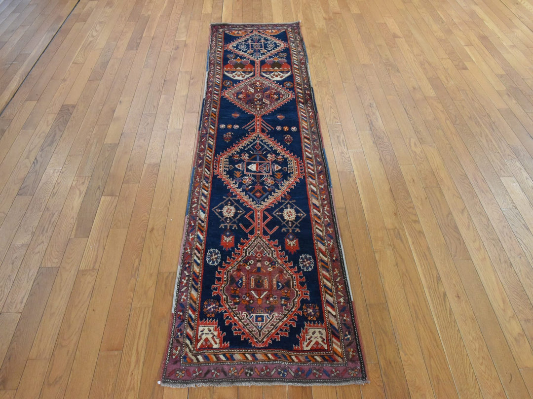2'3" x 8'6" Vintage Hand Knotted Blue Wool Runner Oriental Rug - MOA10278564