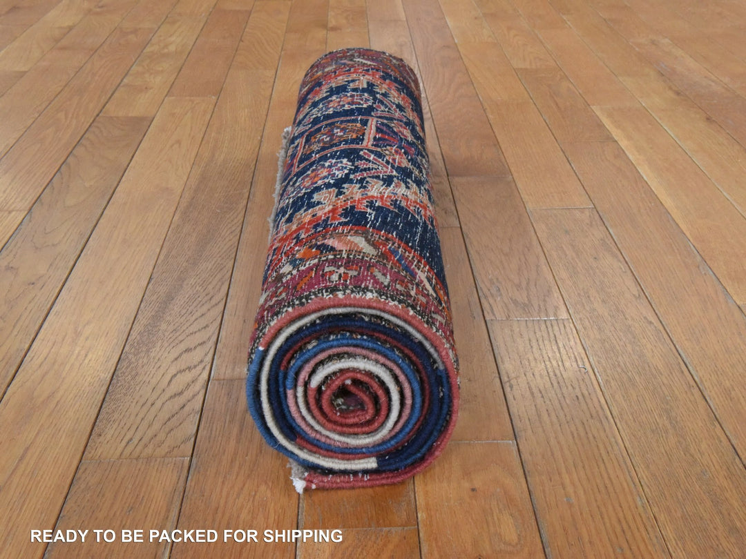 2'3" x 8'6" Vintage Hand Knotted Blue Wool Runner Oriental Rug - MOA10278564