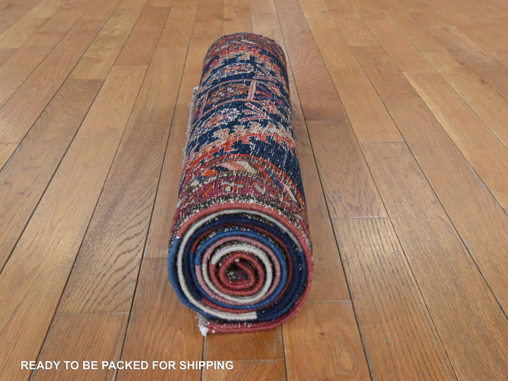 2'3" x 8'6" Vintage Hand Knotted Blue Wool Runner Oriental Rug - MOA10278564