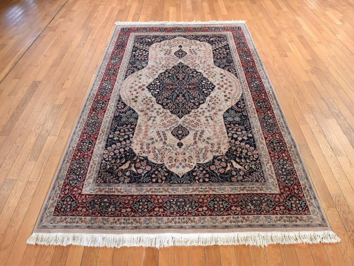 5'8" x 8'9" Vintage Hand Knotted Blue Wool Rectangle Oriental Rug - MOA10278565