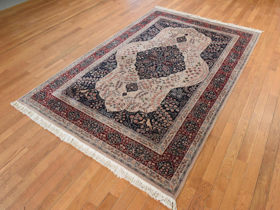 5'8" x 8'9" Vintage Hand Knotted Blue Wool Rectangle Oriental Rug - MOA10278565