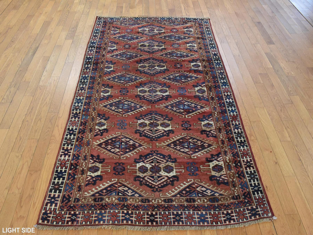 4'5" x 7'6" Vintage Hand Knotted Red Wool Rectangle Oriental Rug - MOA10278566