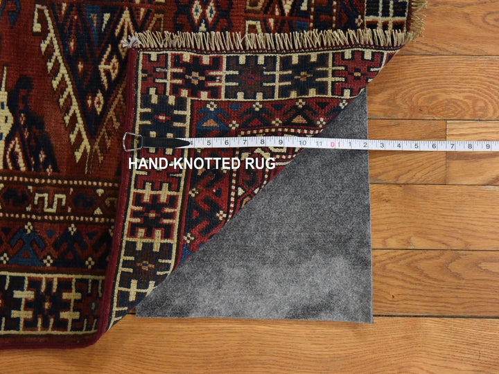 4'5" x 7'6" Vintage Hand Knotted Red Wool Rectangle Oriental Rug - MOA10278566
