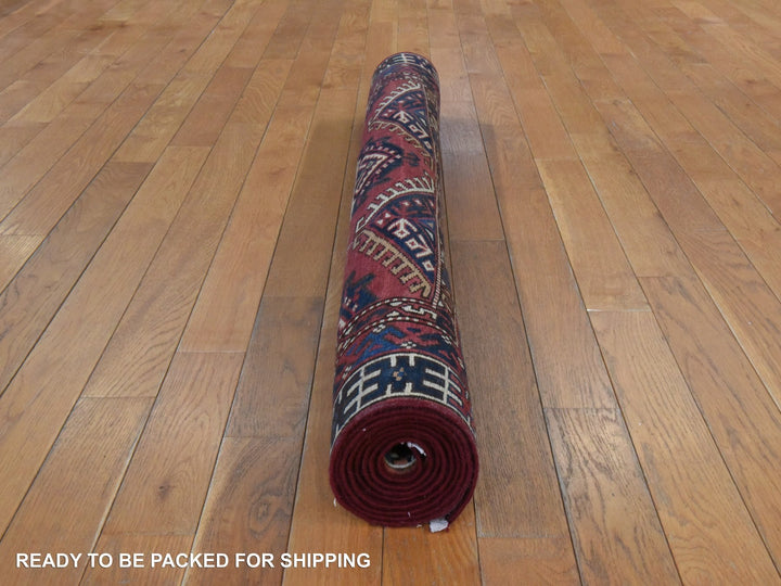 4'5" x 7'6" Vintage Hand Knotted Red Wool Rectangle Oriental Rug - MOA10278566