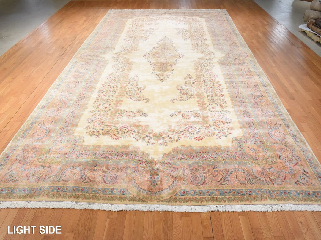 11'7" x 22'2" Vintage Hand Knotted Ivory Wool Rectangle Oriental Rug - MOA10278567