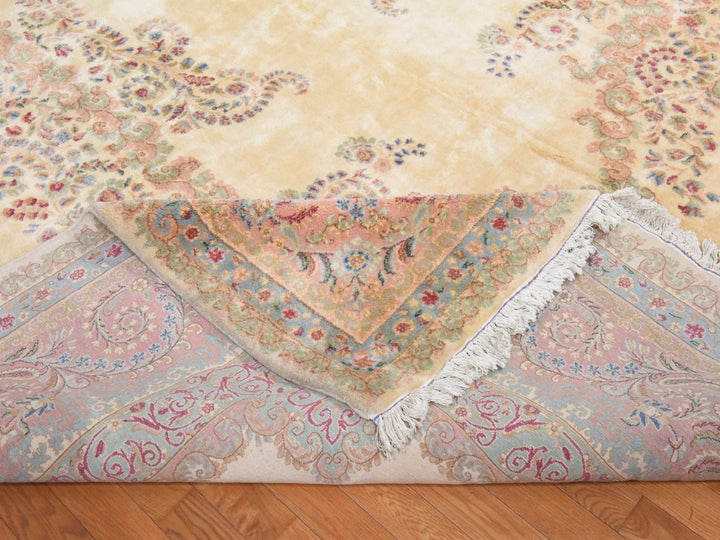 11'7" x 22'2" Vintage Hand Knotted Ivory Wool Rectangle Oriental Rug - MOA10278567