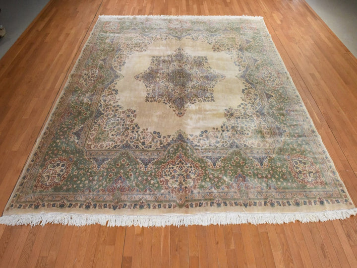 11'6" x 12'1" Vintage Hand Knotted Ivory Wool Square Oriental Rug - MOA10278568