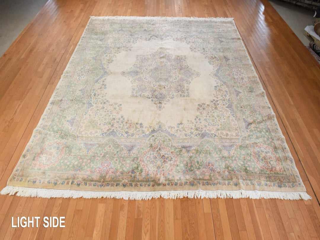 11'6" x 12'1" Vintage Hand Knotted Ivory Wool Square Oriental Rug - MOA10278568