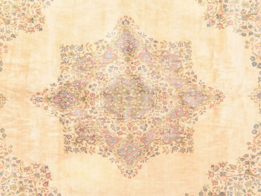11'6" x 12'1" Vintage Hand Knotted Ivory Wool Square Oriental Rug - MOA10278568