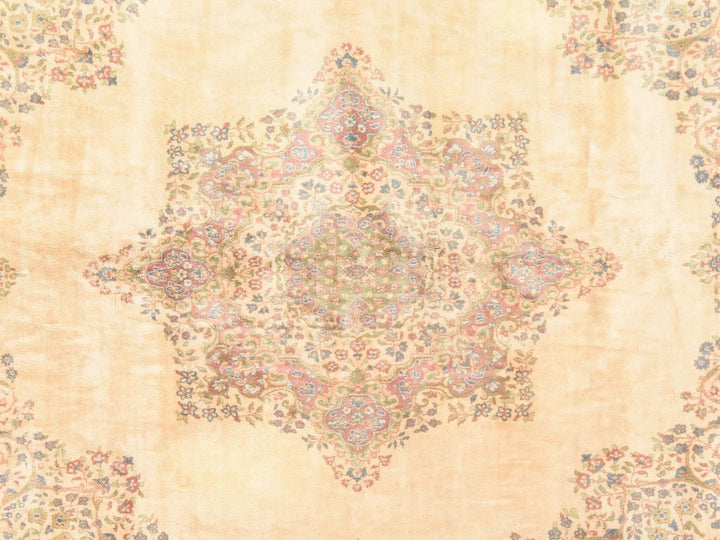11'6" x 12'1" Vintage Hand Knotted Ivory Wool Square Oriental Rug - MOA10278568