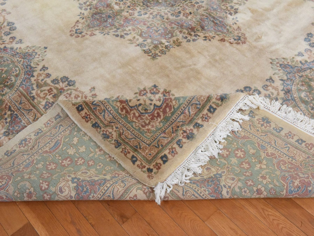 11'6" x 12'1" Vintage Hand Knotted Ivory Wool Square Oriental Rug - MOA10278568