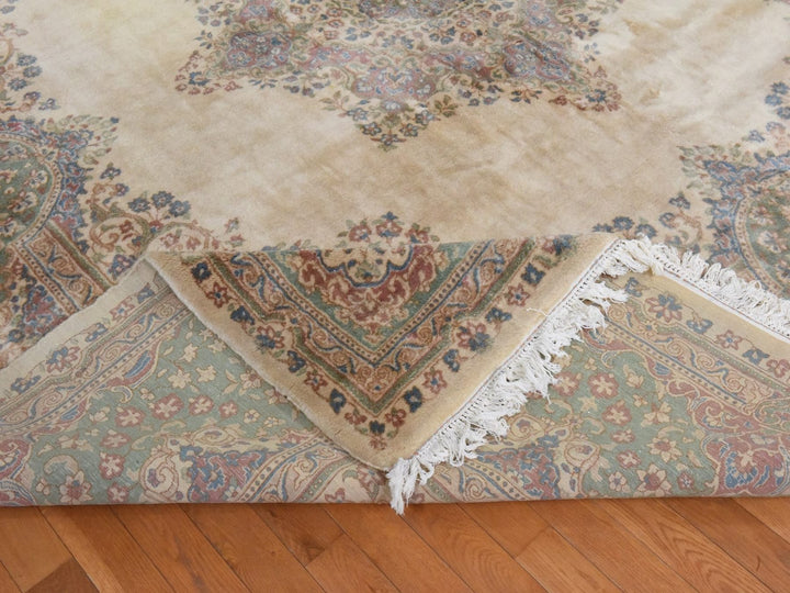 11'6" x 12'1" Vintage Hand Knotted Ivory Wool Square Oriental Rug - MOA10278568