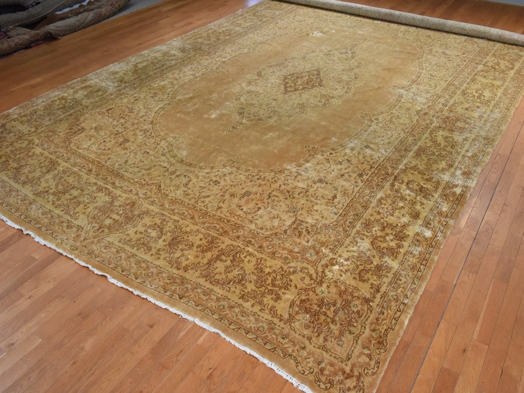 12'5" x 20'2" Vintage Hand Knotted Brown Wool Rectangle Oriental Rug - MOA10278569