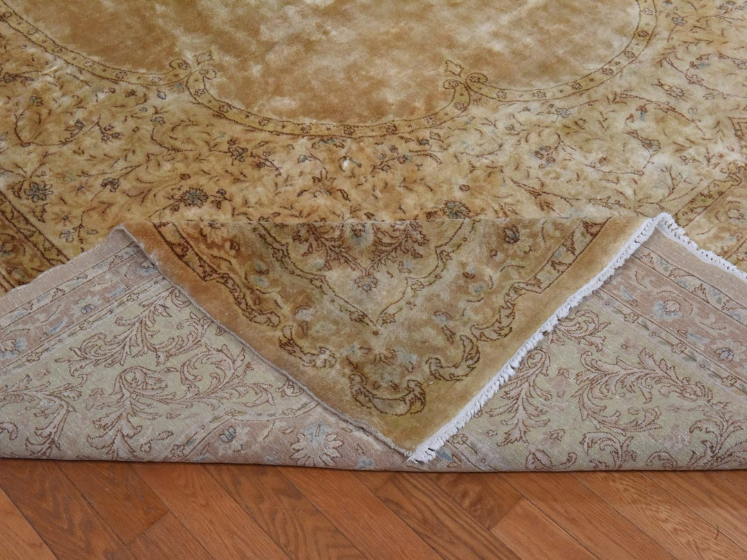 12'5" x 20'2" Vintage Hand Knotted Brown Wool Rectangle Oriental Rug - MOA10278569