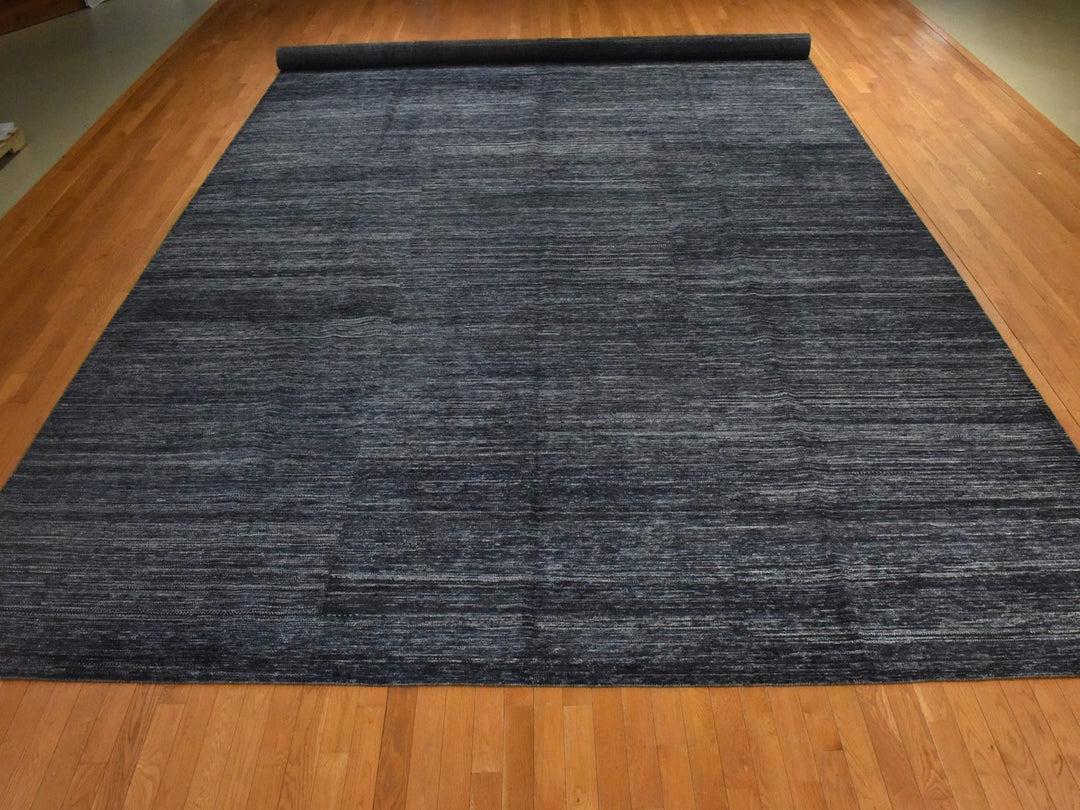 13'0" x 18'0" New Hand Knotted Black Wool Rectangle Oriental Rug - MOA10278570