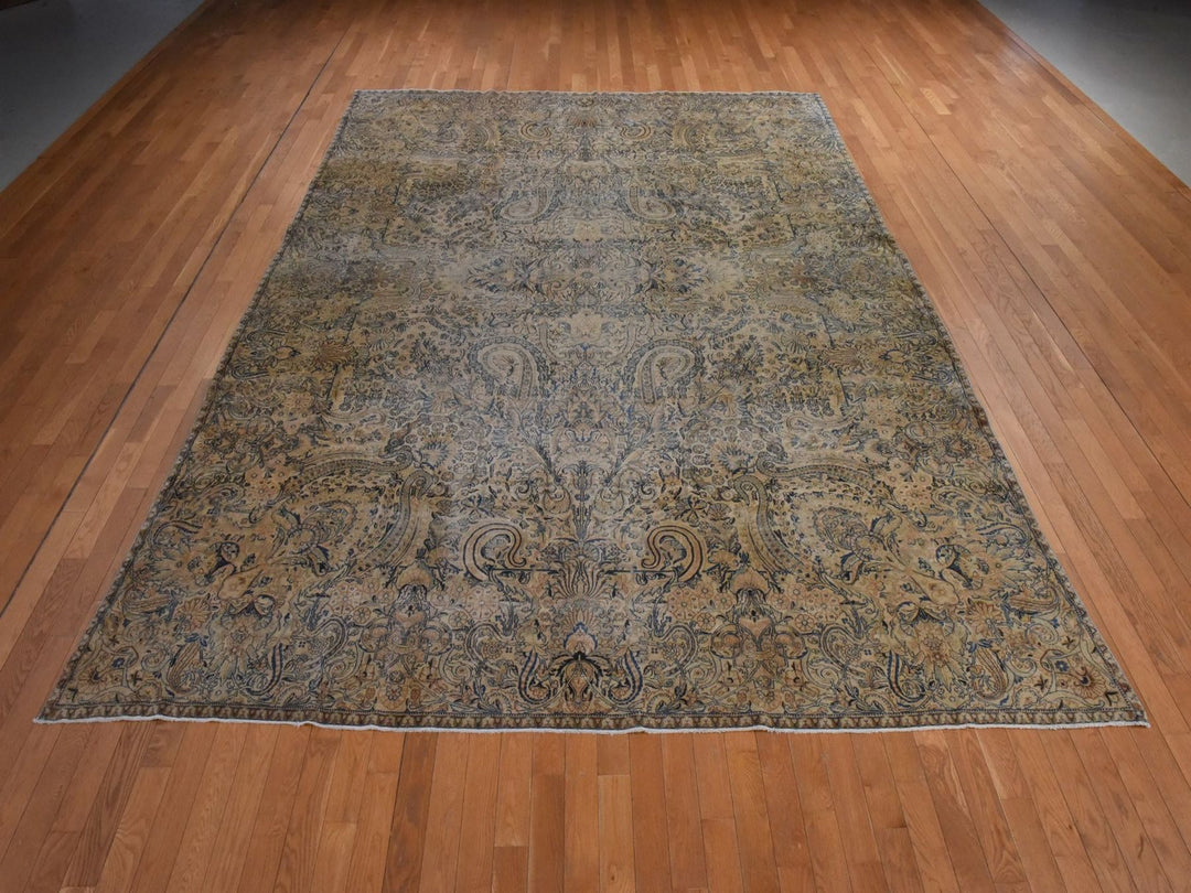 9'6" x 13'9" Vintage Hand Knotted Brown Wool Rectangle Oriental Rug - MOA10278571