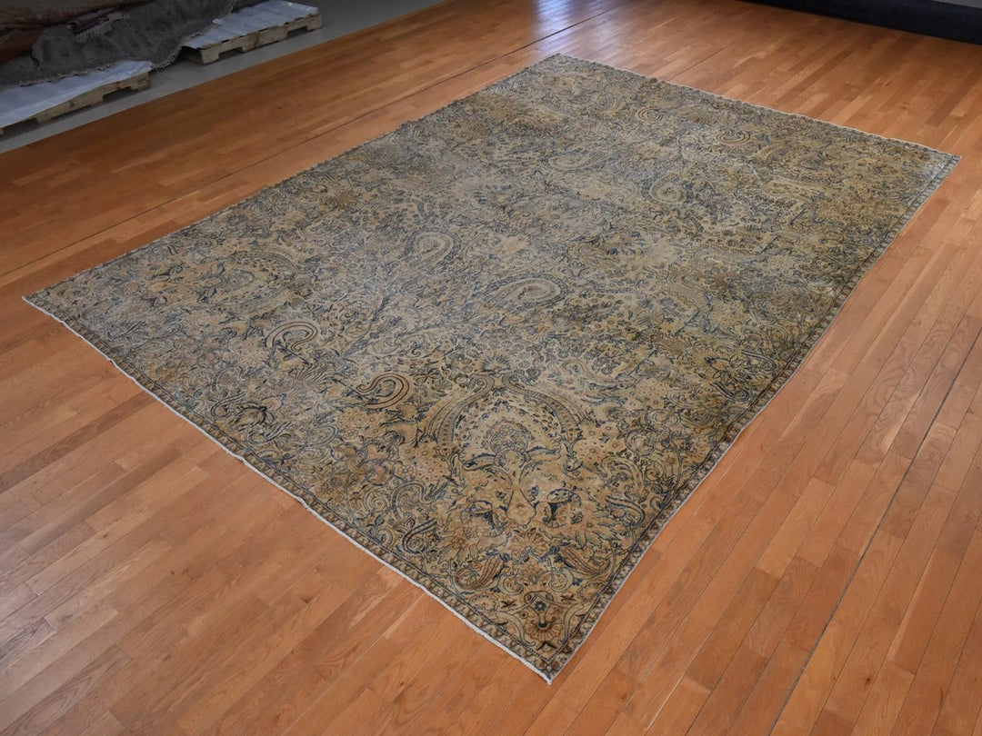 9'6" x 13'9" Vintage Hand Knotted Brown Wool Rectangle Oriental Rug - MOA10278571