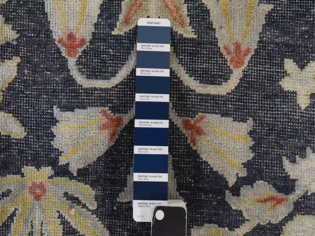 12'0" x 14'1" New Hand Knotted Black Wool & Silk Rectangle Oriental Rug - MOA10278573