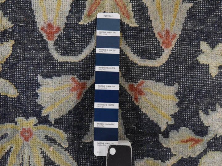 12'0" x 14'1" New Hand Knotted Black Wool & Silk Rectangle Oriental Rug - MOA10278573