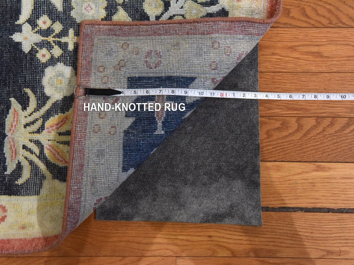 12'0" x 14'1" New Hand Knotted Black Wool & Silk Rectangle Oriental Rug - MOA10278573