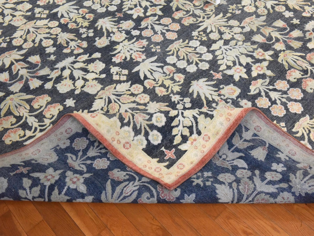 12'0" x 14'1" New Hand Knotted Black Wool & Silk Rectangle Oriental Rug - MOA10278573