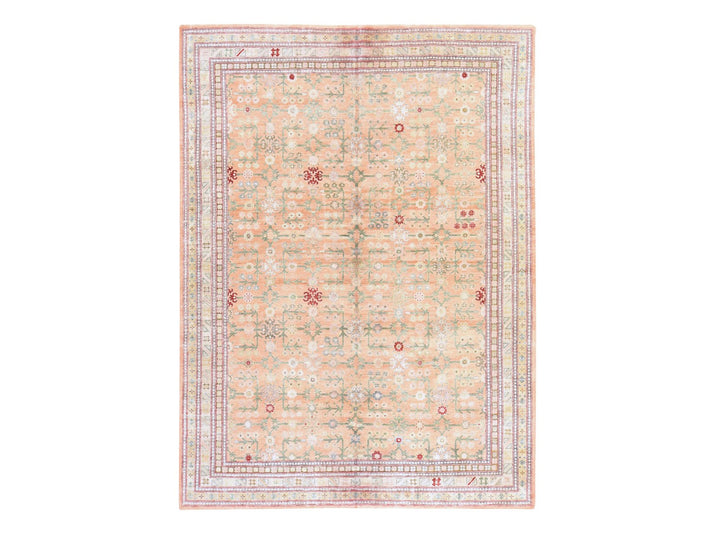 9'0" x 12'2" New Hand Knotted Orange Silk Rectangle Oriental Rug - MOA10278574