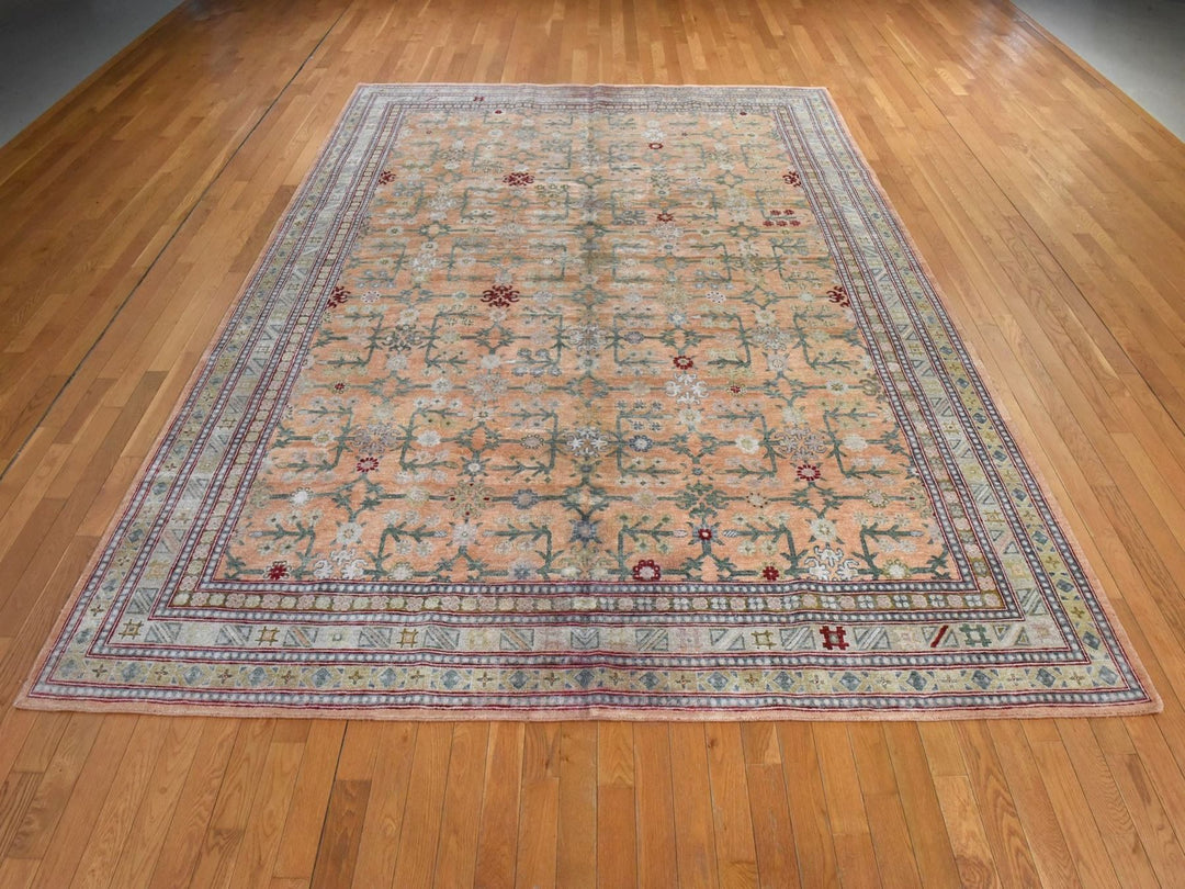 9'0" x 12'2" New Hand Knotted Orange Silk Rectangle Oriental Rug - MOA10278574