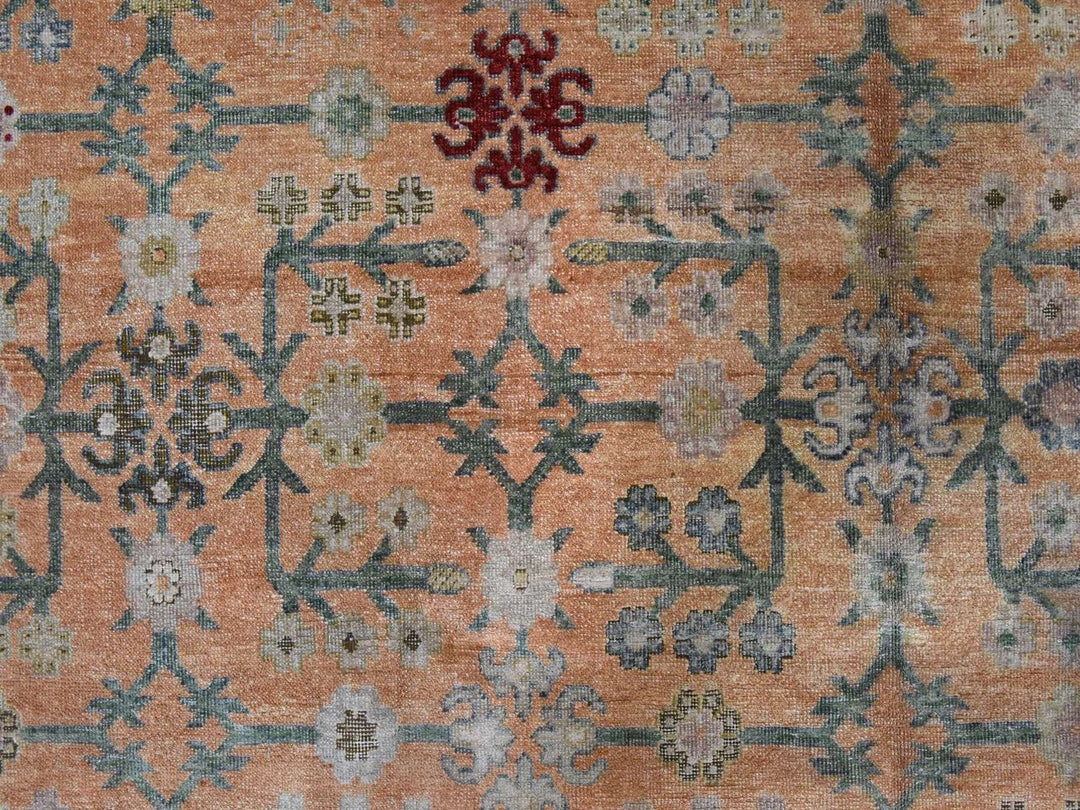 9'0" x 12'2" New Hand Knotted Orange Silk Rectangle Oriental Rug - MOA10278574