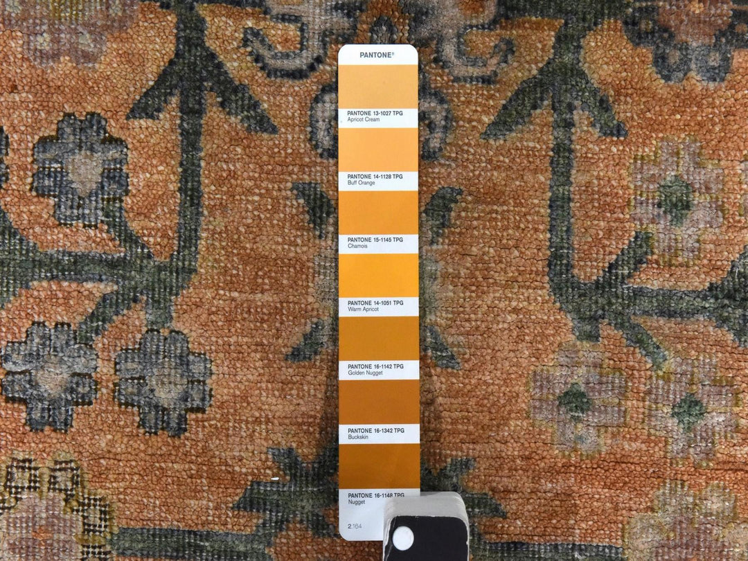 9'0" x 12'2" New Hand Knotted Orange Silk Rectangle Oriental Rug - MOA10278574