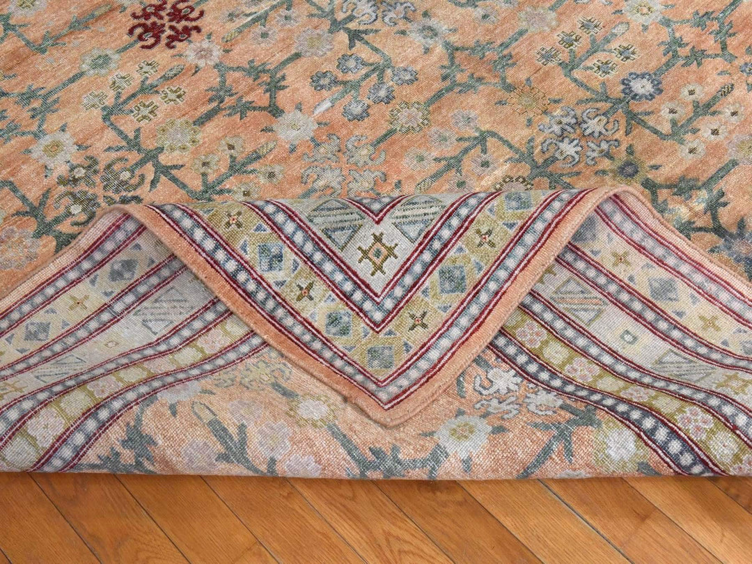 9'0" x 12'2" New Hand Knotted Orange Silk Rectangle Oriental Rug - MOA10278574