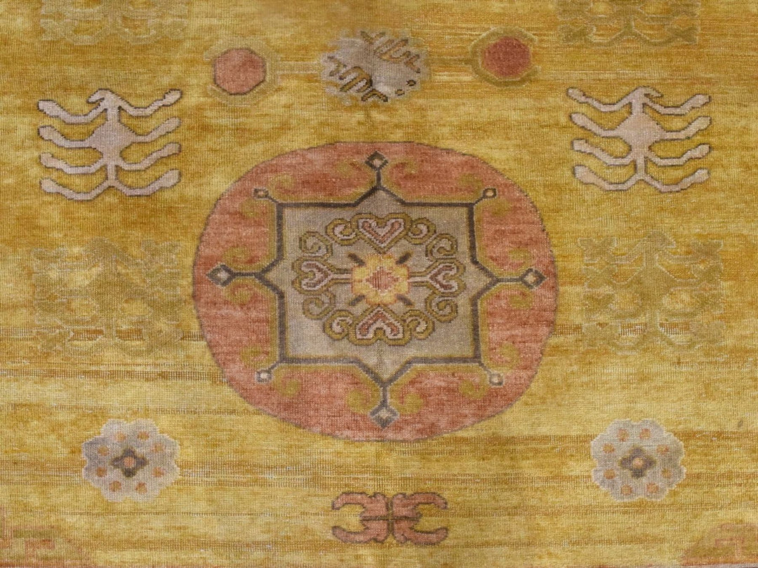 7'11" x 10'3" New Hand Knotted Yellow Silk Rectangle Oriental Rug - MOA10278575