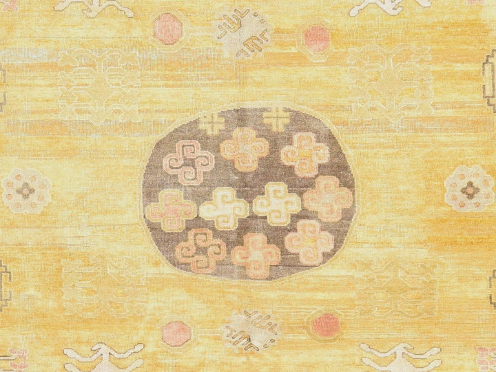 7'11" x 10'3" New Hand Knotted Yellow Silk Rectangle Oriental Rug - MOA10278575