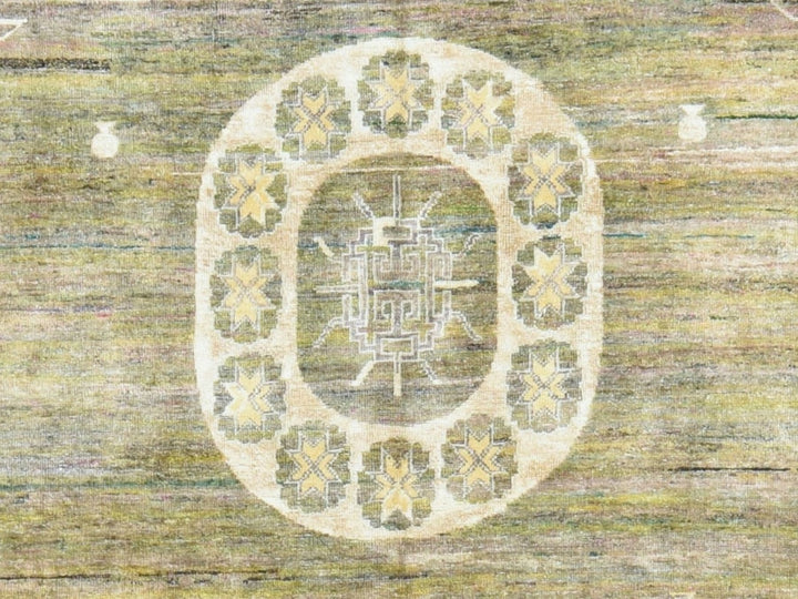 7'11" x 10'2" New Hand Knotted Green Silk Rectangle Oriental Rug - MOA10278576