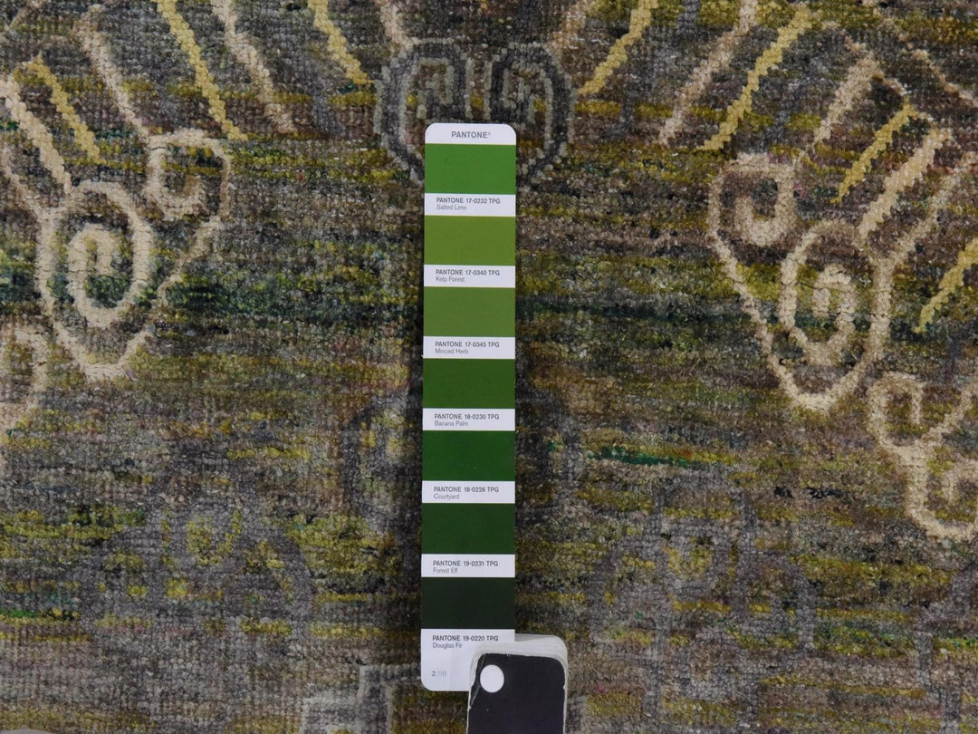 7'11" x 10'2" New Hand Knotted Green Silk Rectangle Oriental Rug - MOA10278576