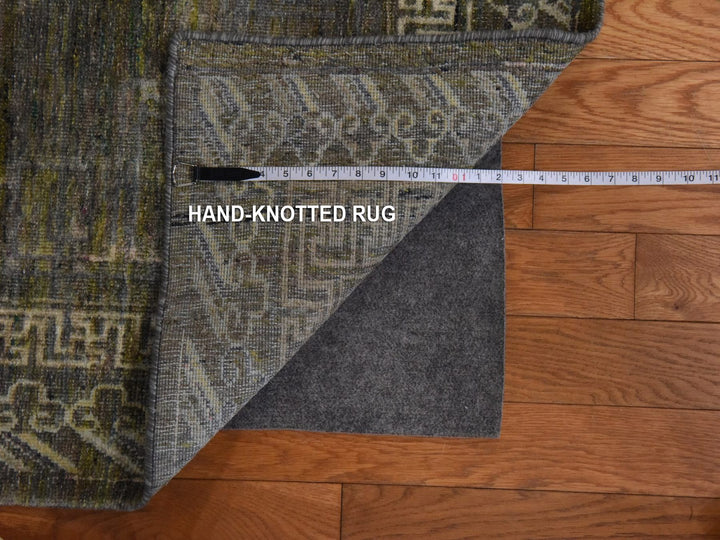 7'11" x 10'2" New Hand Knotted Green Silk Rectangle Oriental Rug - MOA10278576