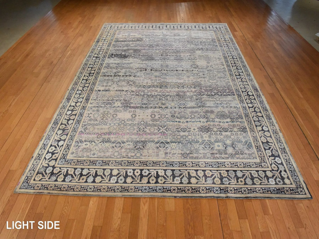 9'10" x 14'2" New Hand Knotted Black Silk Rectangle Oriental Rug - MOA10278577